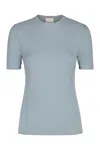 Calvin Klein Ribbed Knit T-shirt In Light Blue