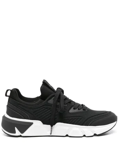 Calvin Klein Ribbed Knitted Sneakers In Black