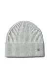Calvin Klein Ribbed Logo Beanie In Blue