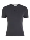 Calvin Klein Ribbed Logo-patch T-shirt In Gray