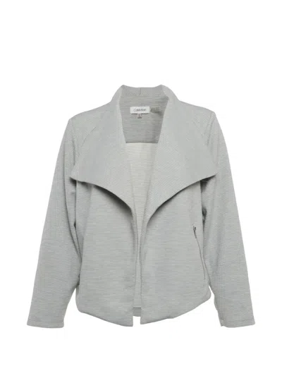 Pre-owned Calvin Klein Ribbed Open-front Jacket In Gray