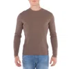 Calvin Klein Ribbed Organic Cotton Pullover In Falcon In Brown