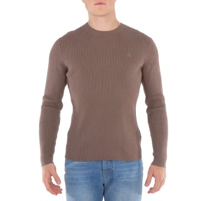 Calvin Klein Ribbed Organic Cotton Pullover In Falcon In Brown