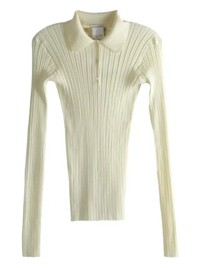 Calvin Klein Ribbed Polo Shirt In Neutral