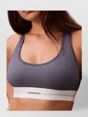 Calvin Klein Ribbed Racerback Bralette Elastic Underband In Blue