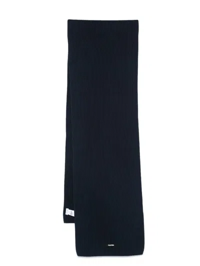 Calvin Klein Ribbed Scarf In Blue