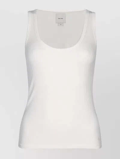 Calvin Klein Ribbed Scoop Neck Tank Top In White