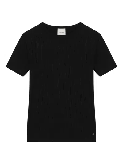 Calvin Klein Ribbed Short-sleeve T-shirt In Black