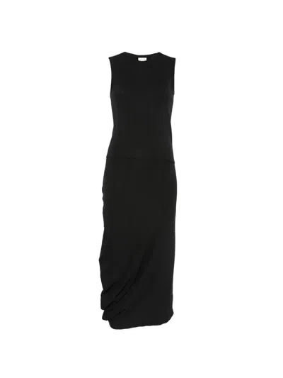 Calvin Klein Ribbed Sleeveless Midi Dress In Black