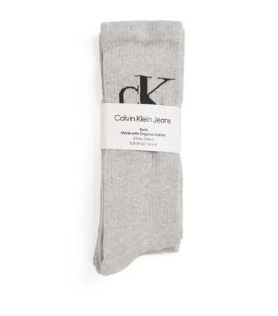 Calvin Klein Ribbed Socks In Gray