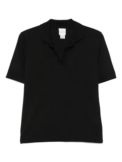 Calvin Klein Cotton J Collar Polo Refined In Black