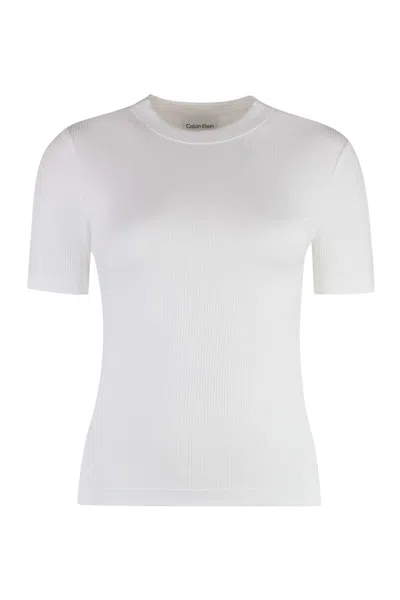 Calvin Klein Ribbed-knit T-shirt In White