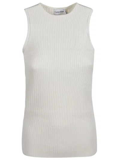 Calvin Klein Ribbed Tank Top In Ivory