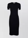 Calvin Klein Ribbed Texture Knee-length Fitted Silhouette Dress In Black