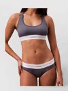 Calvin Klein Ribbed Texture Racerback Bikini With Elastic Waistband In Blue