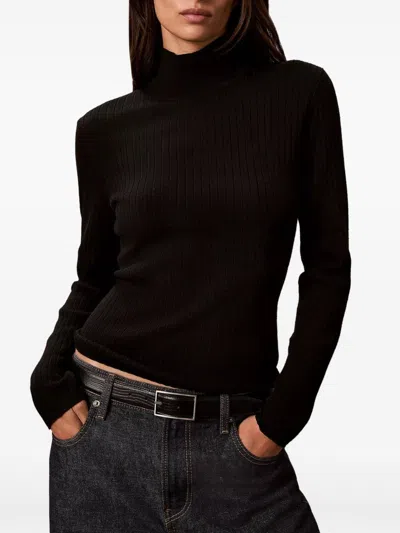 Calvin Klein Ribbed Turtleneck Sweater In Black