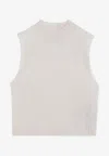 Calvin Klein Ribbed Wool Cropped Top In Ivory