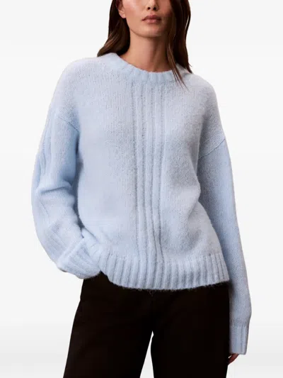 Calvin Klein Ribbed-knit Drop-shoulder Sweater In Blue