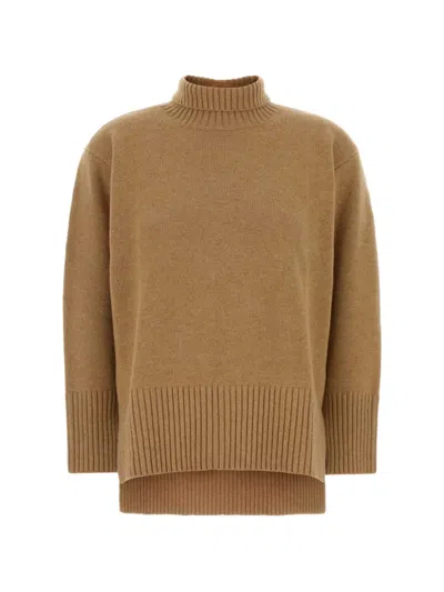 Calvin Klein Ribbed-knit High-low Sweater In Brown
