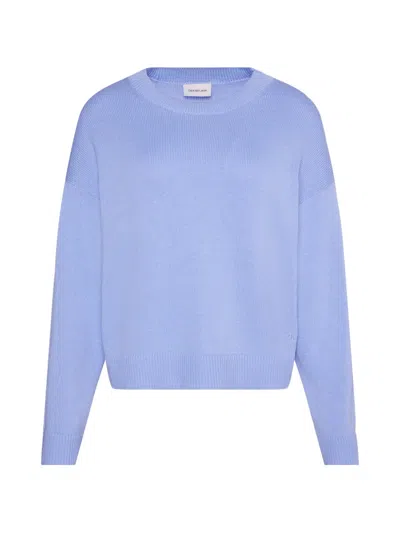 Calvin Klein Ribbed-trim Jumper In Blue