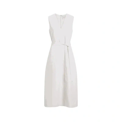 Calvin Klein Robe Midi En Lyocell Et Lin In White
