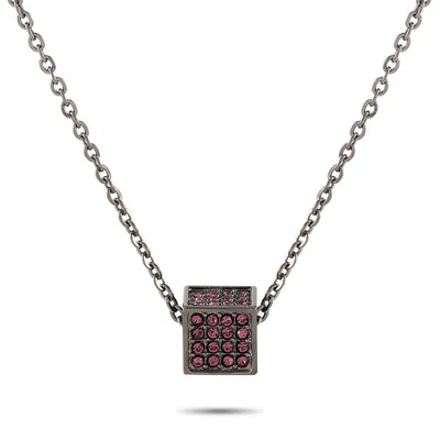 Calvin Klein Rocking Gray Pvd-plated Stainless Steel Amethyst Crystal Necklace In Metallic