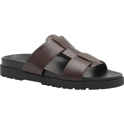 Calvin Klein Rolinde Lug Sole Slide Sandal In Brown