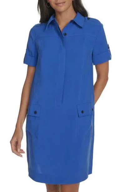 Calvin Klein Roll Cuff Short Sleeve Shirtdress In Capri