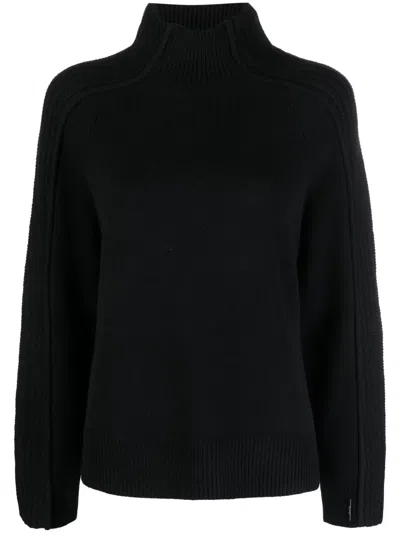 Calvin Klein Roll-neck Cotton Jumper In Black