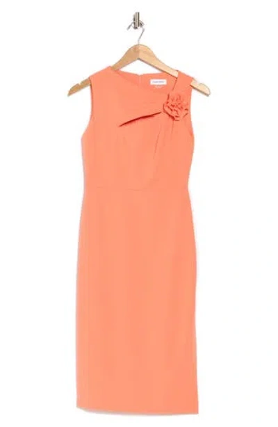 Calvin Klein Rosette Cutout Sheath Dress In Orange