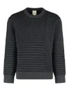 Calvin Klein Textured Knit Long Sleeve Crew Neck Sweater In Gray