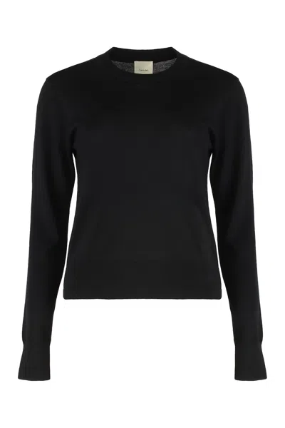 Calvin Klein Round Neck Sweater In Merino Wool In Black