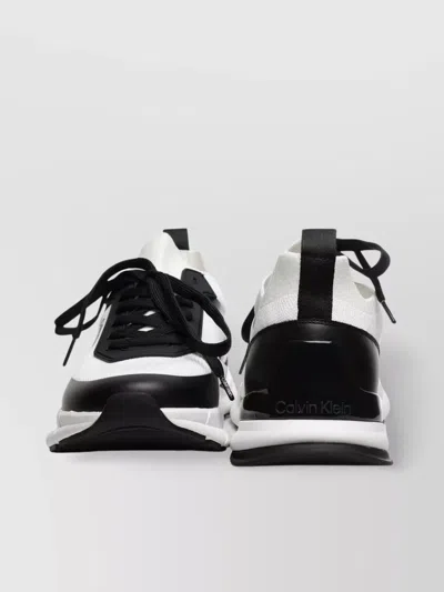 Calvin Klein Round Toe Lace Up Sneakers In Black