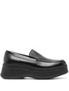 Calvin Klein Round-toe Leather Loafers In 黑色