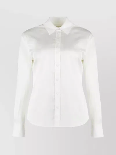 Calvin Klein Rounded Hem Cotton Oxford Shirt In White