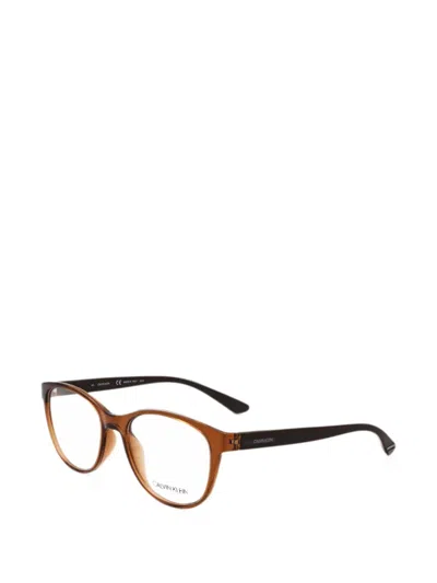 Calvin Klein 라운드 프레임 안경 In Brown