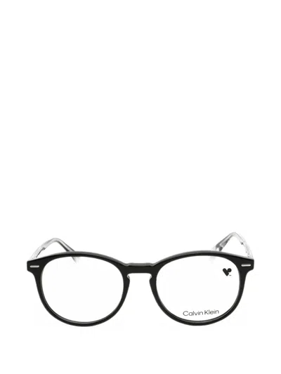 Calvin Klein Round-frame Glasses In Black