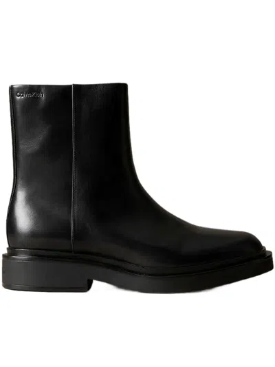Calvin Klein Rubber Zip Boot Lth In Black