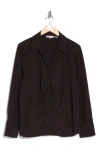 Calvin Klein Ruched Button-up Shirt In Black
