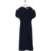 Calvin Klein Ruched Front Sheath Dress In Blue