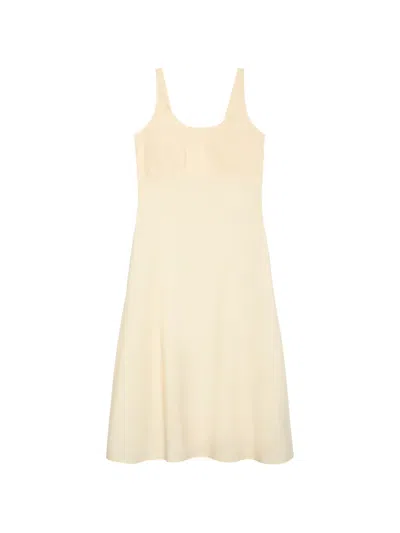 Calvin Klein Ruched-bust A-line Midi Dress In Neutral
