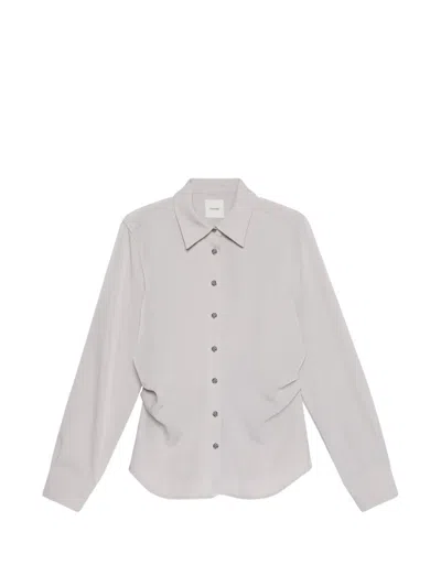 Calvin Klein Ruched-waist Shirt In Gray