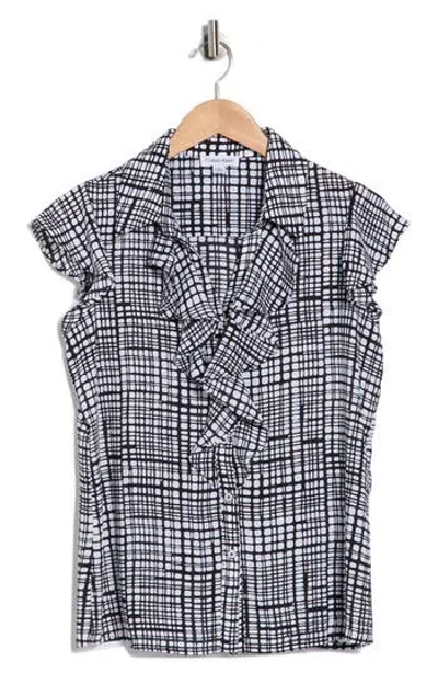 Calvin Klein Ruffle Cap Sleeve Top In Multi