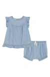 Calvin Klein Ruffle Top & Bloomers Set In Blue