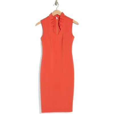 Calvin Klein Ruffle Sheath Dress In Spicy Orange