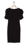 Calvin Klein Ruffle Sleeve Scuba Crepe Sheath Dress In Black
