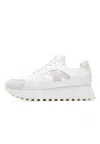 Calvin Klein Runner Low Laceup Mix Nbs Sneakers In Bianco