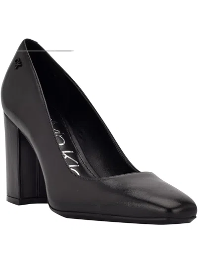 Calvin Klein Saco Womens Leather Block Heels In Black