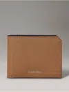 Calvin Klein Saffiano Leather Slim Bifold Wallet In Burro