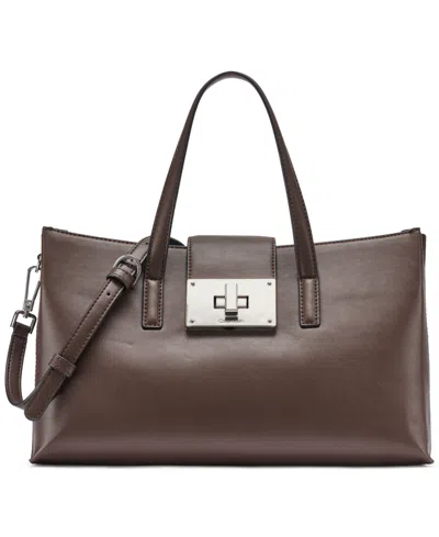 Calvin Klein Saige Medium Satchel Handbag In Brown